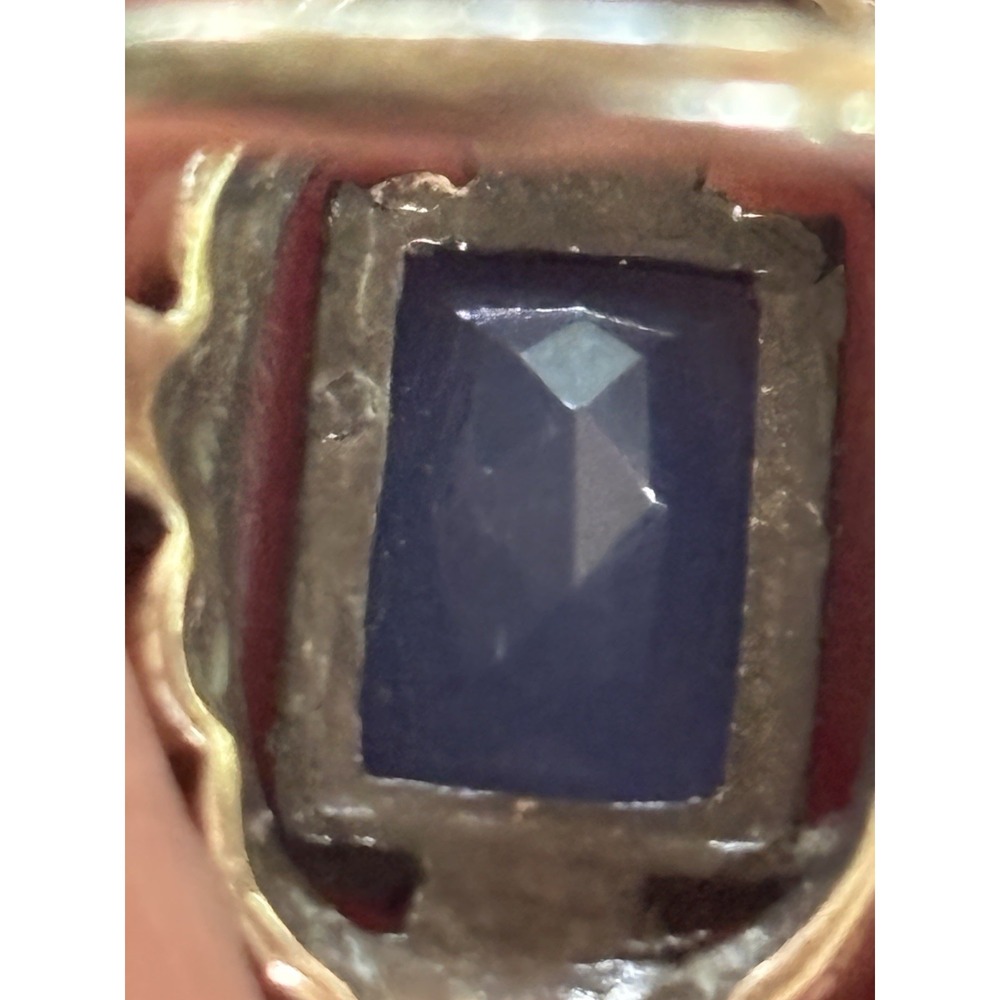 Vintage Deco Nouveau Blue Gem Marcasite Ring Size 7 Sterling Silver - Picture 2 of 5